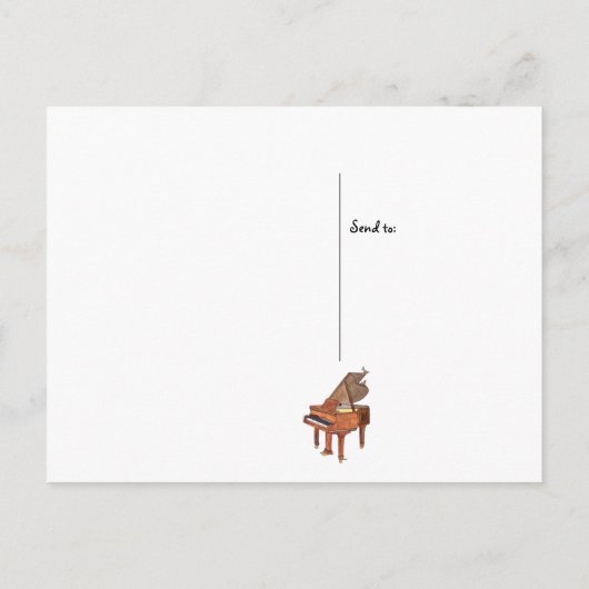 Zongvogels op de Waterverf van Grand Piano Briefkaart (Achterkant)