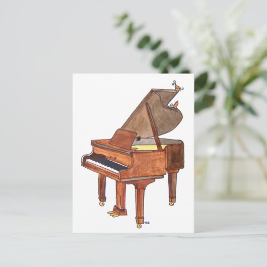 Zongvogels op de Waterverf van Grand Piano Briefkaart (Staand voorkant)