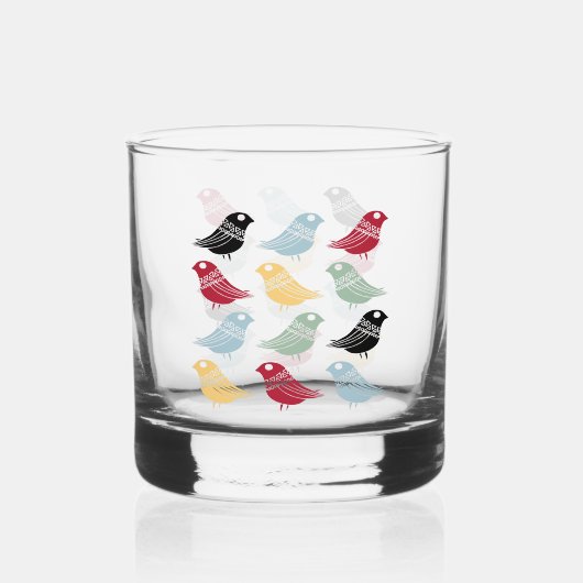 Zoniet Abstracte Vogels Midden Eeuw Deens Modern Whisky Glas (Voorkant)