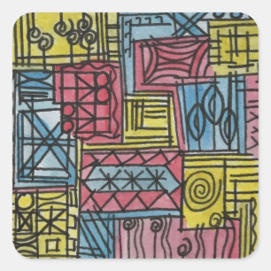 Zoniet-modern geometrische aquarel kunst vierkante sticker