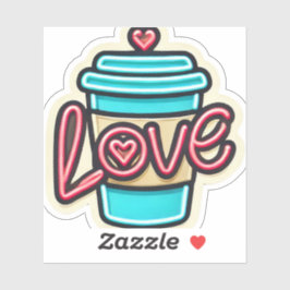 Zoniet Neonkleurige Cartoon Koffiebeker Liefde Uit Sticker