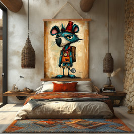 Zonige Abstracte Luiaard Karakter Kunst Hangend Wandkleed