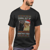 Zoning Uit Kerstmis Cheer Kat Staring Kerstmis T-shirt (Voorkant)