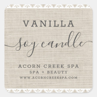 Zonkandetiket | Rustic Burlap Lace Vierkante Sticker
