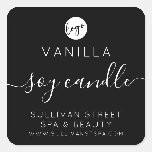 Zonkandetiket | Voeg je Logo zwart toe Vierkante Sticker (Voorkant)