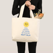 Zonke gelukkige gezicht en positieve woorden grote tote bag (Voorkant (product))