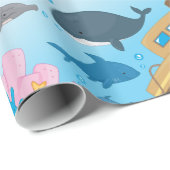 Zonken schepen en vis cadeaupapier (Rol Hoek)