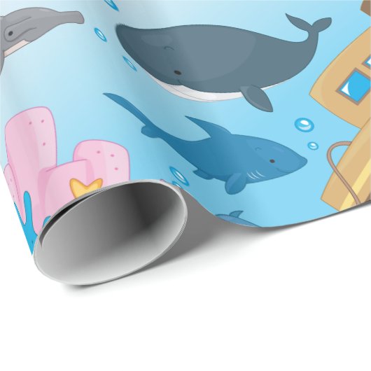 Zonken schepen en vis cadeaupapier (Rol Hoek)