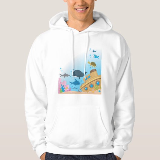 Zonken schepen en vis hoodie (Voorkant)