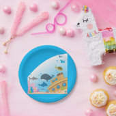 Zonken schepen en vis papieren bordje (Feest)