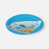 Zonken schepen en vis papieren bordje (Gekanteld)