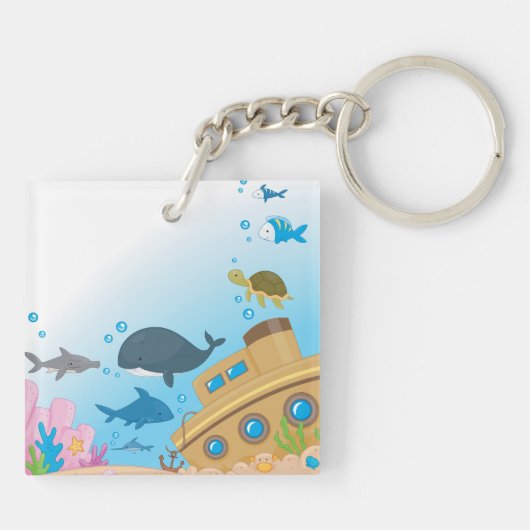 Zonken schepen en vis sleutelhanger (Achterkant)