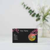 ZONKERVARING, Paarse rode bloem in zwart Visitekaartje (Staand voorkant)