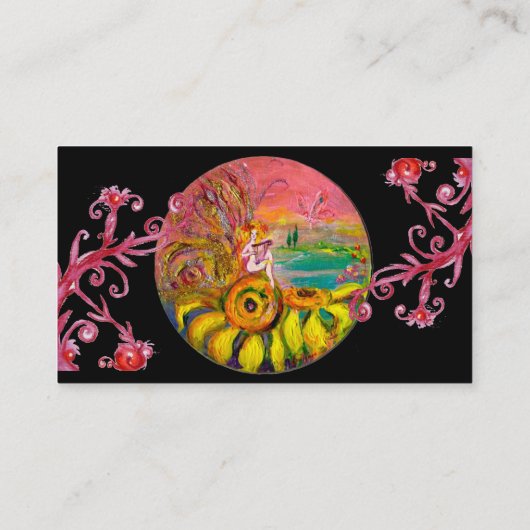 ZONKERVARING, Paarse rode bloem in zwart Visitekaartje (Achterkant)