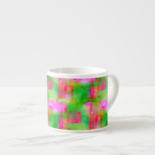 Zonlicht abstract geschilderd geel, roze espresso kop (Voorkant rechts)