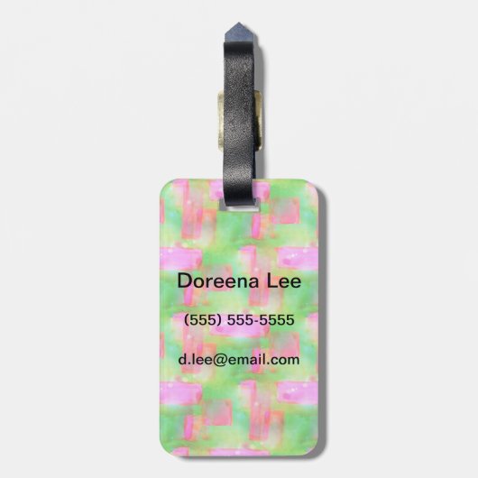 Zonlicht abstract geverfd geel, roze bagagelabel (Achterkant verticaal)