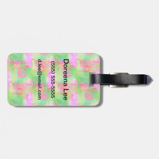 Zonlicht abstract geverfd geel, roze bagagelabel (Achterkant horizontaal)