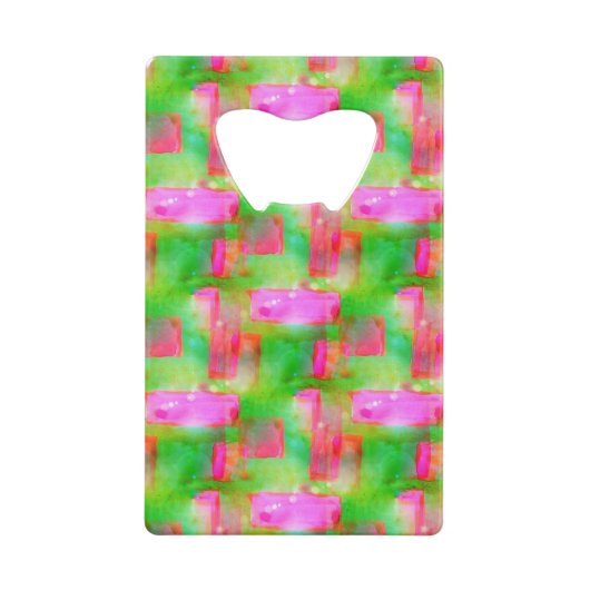 Zonlicht abstract geverfd geel, roze creditkaart flessenopener (Achterkant)