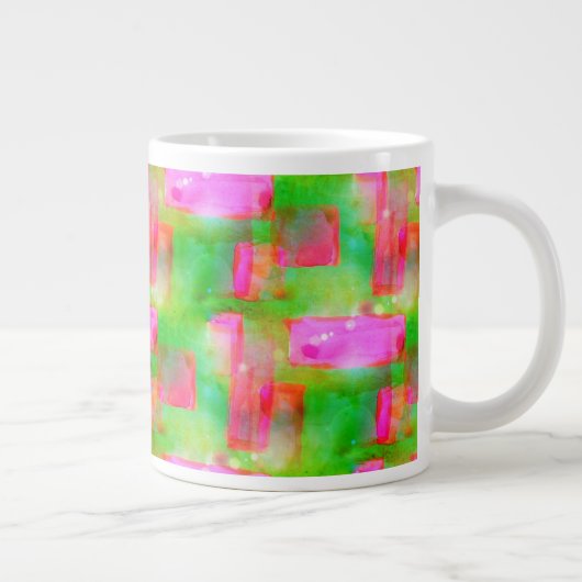 Zonlicht abstract geverfd geel, roze grote koffiekop (Rechts)