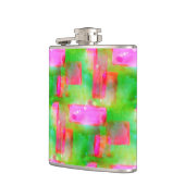 Zonlicht abstract geverfd geel, roze heupfles (Links)