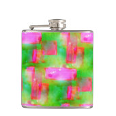 Zonlicht abstract geverfd geel, roze heupfles (Voorkant)