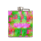 Zonlicht abstract geverfd geel, roze heupfles (Achterkant)