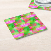 Zonlicht abstract geverfd geel, roze kartonnen onderzetters (Schuin)