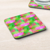 Zonlicht abstract geverfd geel, roze onderzetter (Linkerzijde)