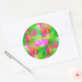 Zonlicht abstract geverfd geel, roze ronde sticker (Envelop)