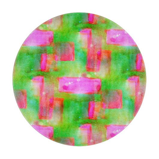 Zonlicht abstract geverfd geel, roze snijplank (Voorkant)