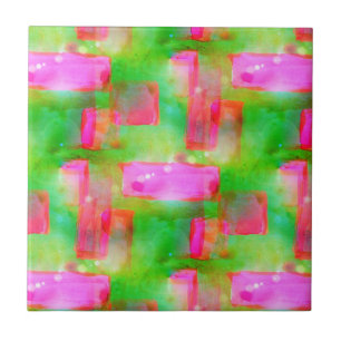 Zonlicht abstract geverfd geel, roze tegeltje