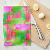 Zonlicht abstract geverfd geel, roze theedoek (Quarter Fold)