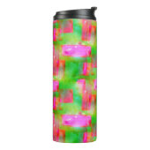 Zonlicht abstract geverfd geel, roze thermosbeker (Gedraaid links)