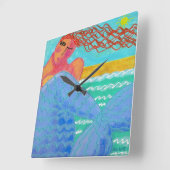 Zonlicht Abstracte kunstvierkant tegen zeekust Vierkante Klok (Hoek)