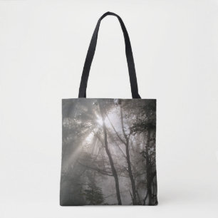 Zonlicht door bomen Dark Woodland Tote Bag