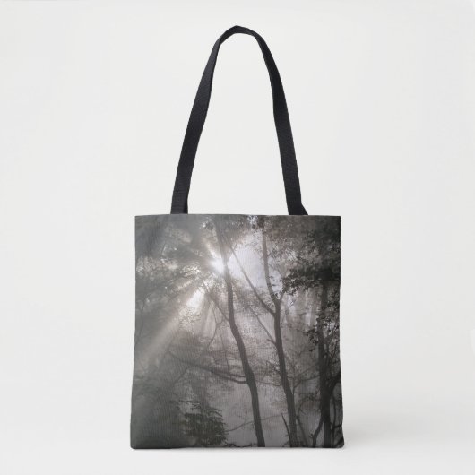 Zonlicht door bomen Dark Woodland Tote Bag (Voorkant)