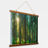 Zonlicht door bosbomen hangend wandkleed (Gebogen)