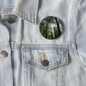Zonlicht door dennenbomen ronde button 5,7 cm (In situ)