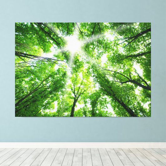 Zonlicht door het bladerdak canvas afdruk (Insitu (Houten vloer))