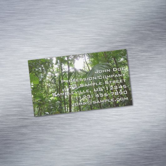 Zonlicht door regenwoud Kanopie Tropisch Groen Magnetisch Visitekaartje (Voorbeeld)