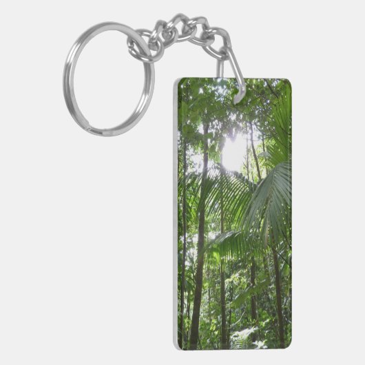 Zonlicht door regenwoud Kanopie Tropisch Groen Sleutelhanger (Voorkant Links)