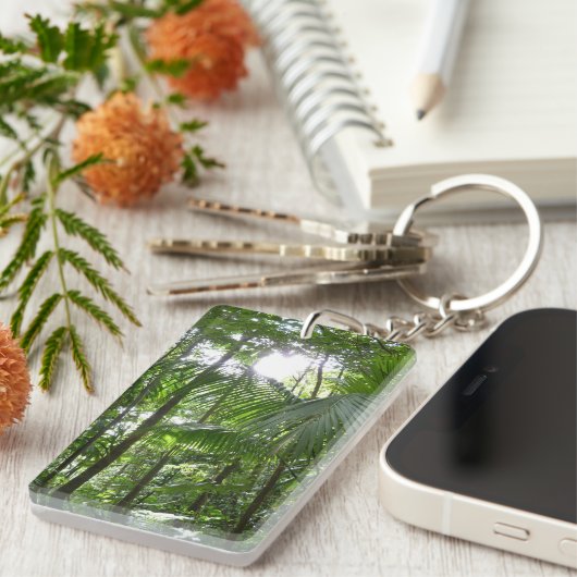 Zonlicht door regenwoud Kanopie Tropisch Groen Sleutelhanger (Voorkant Rechts)