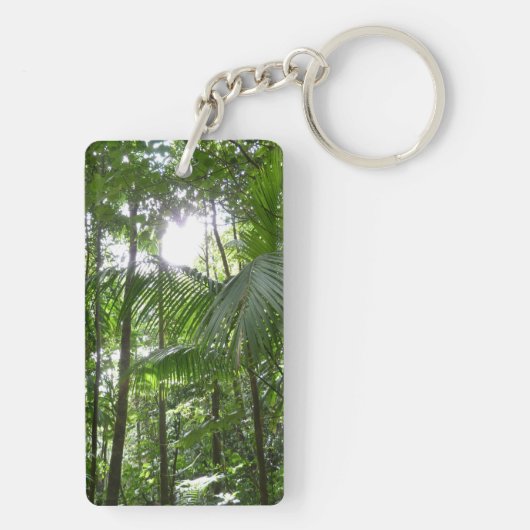 Zonlicht door regenwoud Kanopie Tropisch Groen Sleutelhanger (achterkant)