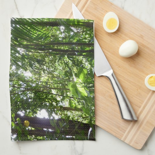 Zonlicht door regenwoud Kanopie Tropisch Groen Theedoek (Quarter Fold)