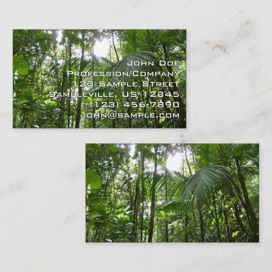 Zonlicht door regenwoud Kanopie Tropisch Groen Visitekaartje (Voorkant / Achterkant)