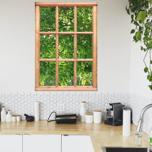 Zonlicht door Uitzicht van Bladeren van een Venste Poster