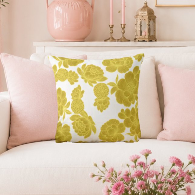 Zonlicht 💛 Elegante Gele Bloemen Kussen (Creator heeft geüpload)