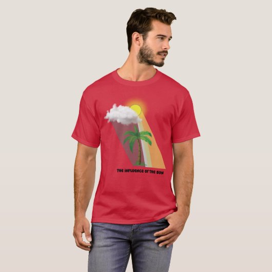 Zonlicht- en wolkeninteractie met een palmboom t-shirt (Voorkant volledig)