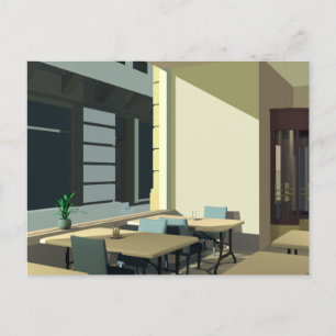 Zonlicht in een cafetaria briefkaart