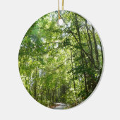 Zonlicht op bebost pad in Centennial Park Keramisch Ornament (Links)